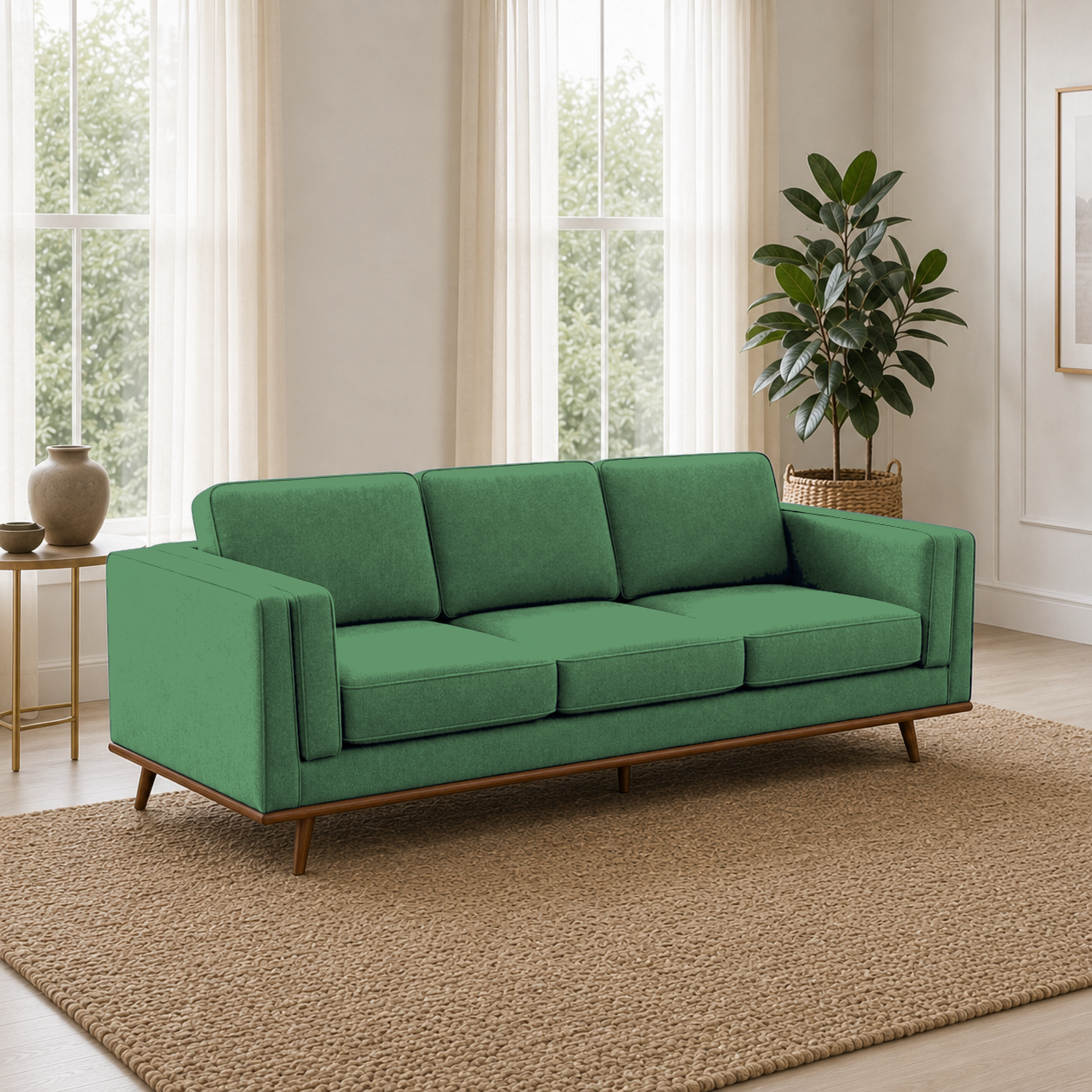 Vivid 3+2+1 Sofa Set, 3 seater, green, room view