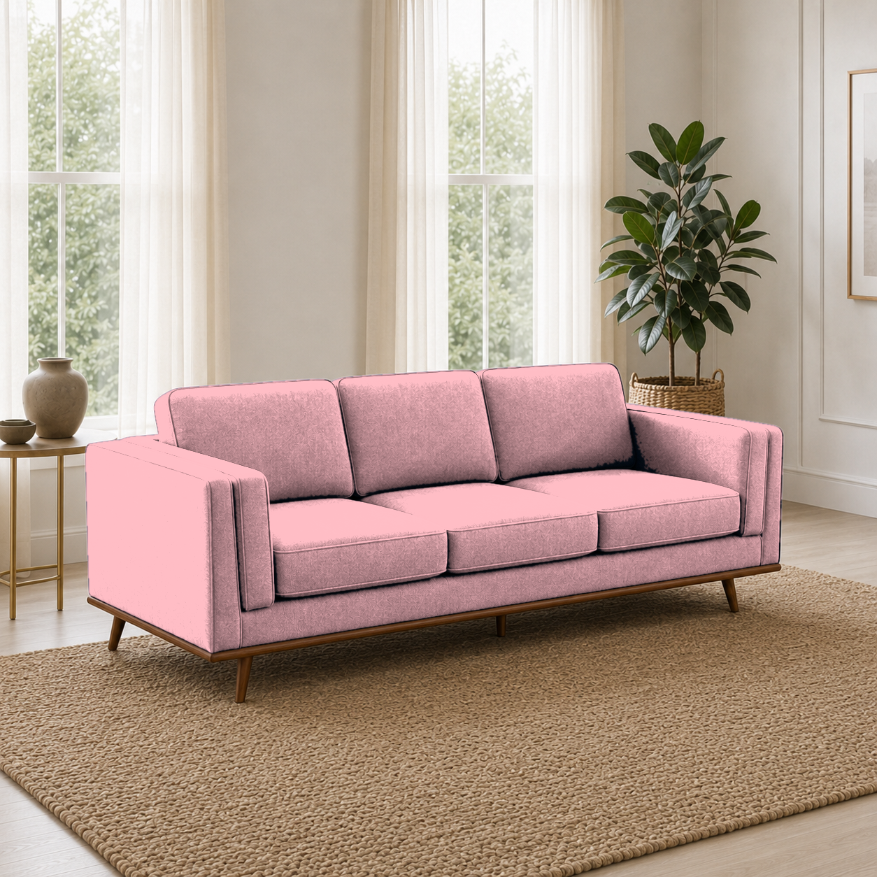 Vivid 3+2+1 Sofa Set, 3 seater, pink, room view