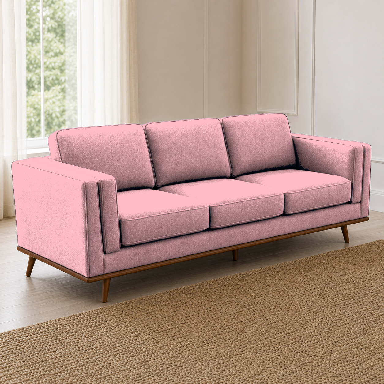 Vivid 3+2+1 Sofa Set, 3 seater, pink, detail view