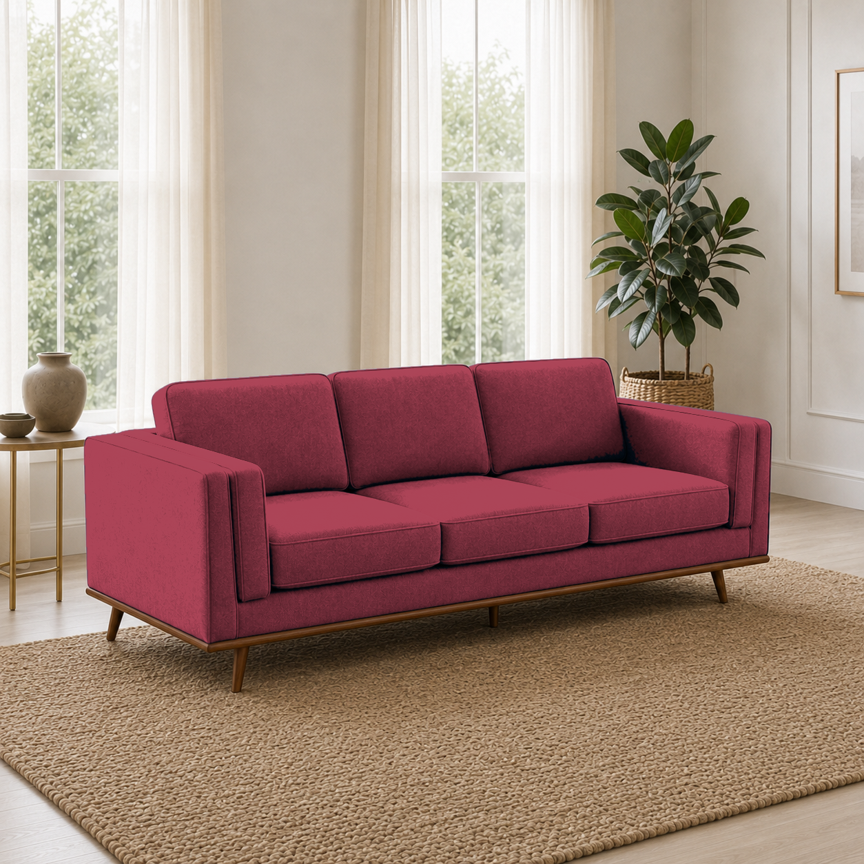 Vivid 3+2+1 Sofa Set, 3 seater, red, room view