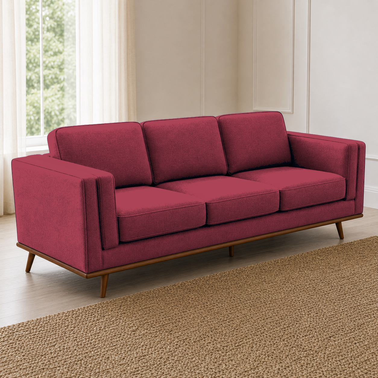 Vivid 3+2+1 Sofa Set, 3 seater, red, detail view