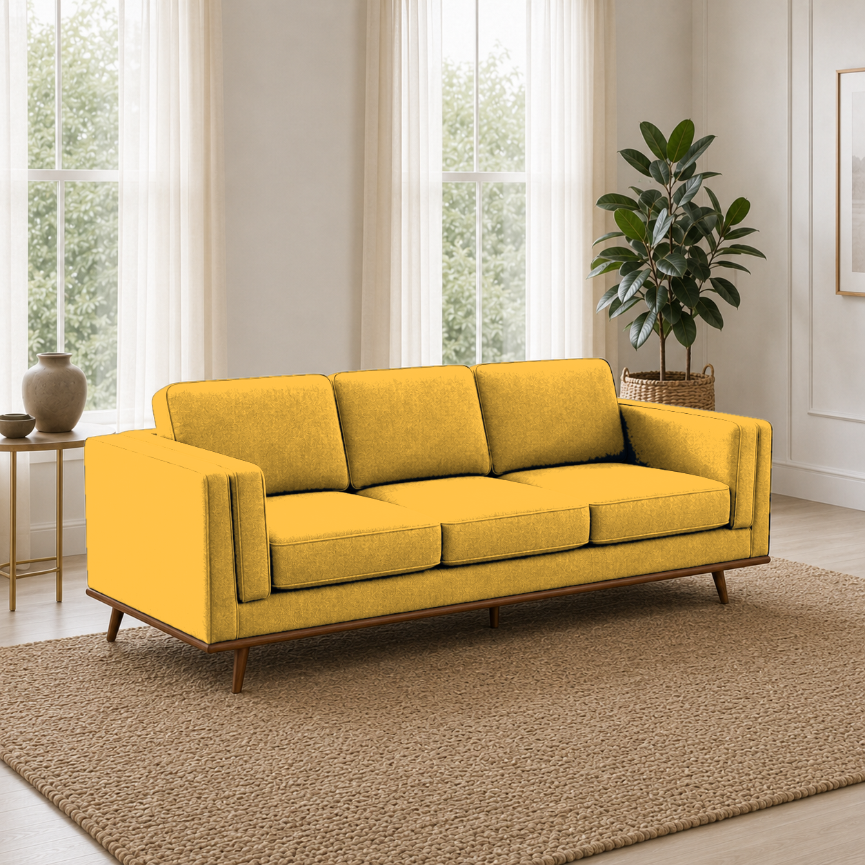 Vivid 3+2+1 Sofa Set, 3 seater, yellow, room view