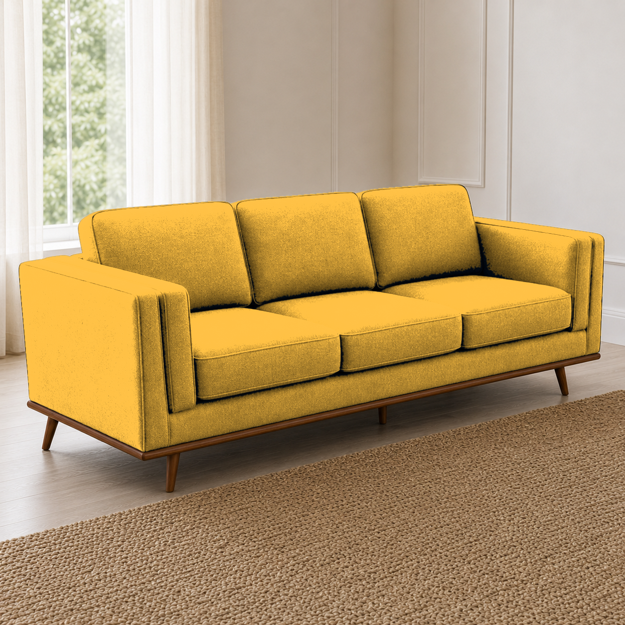 Vivid 3+2+1 Sofa Set, 3 seater, yellow, detail view