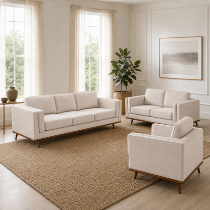 Vivid - 3+2+1 Sofa Set, complete 3+2+1 sofa set in an editorial living room