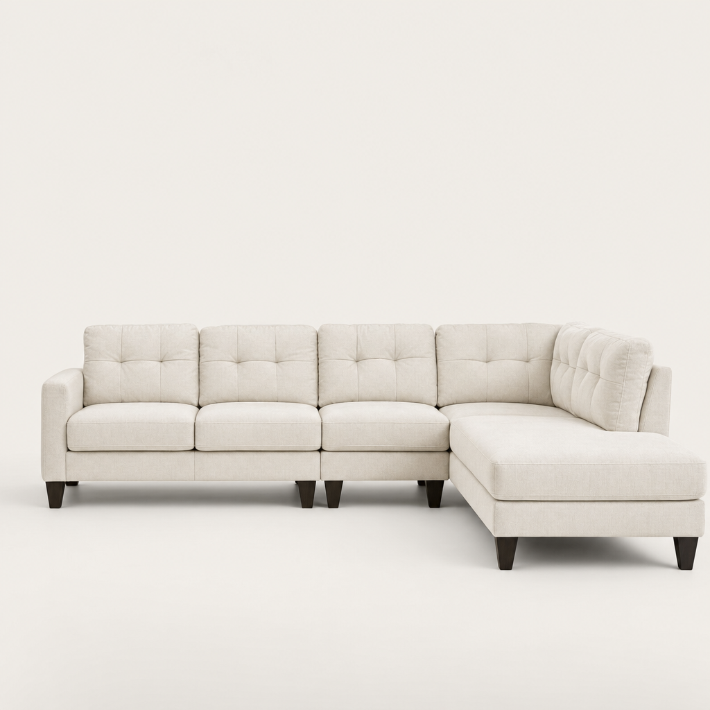 Vivid - L shape sectional sofa, front studio view on neutral background