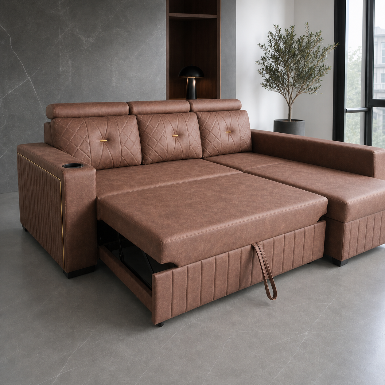 Walin - Sofa bed, source-proven open-state construction detail