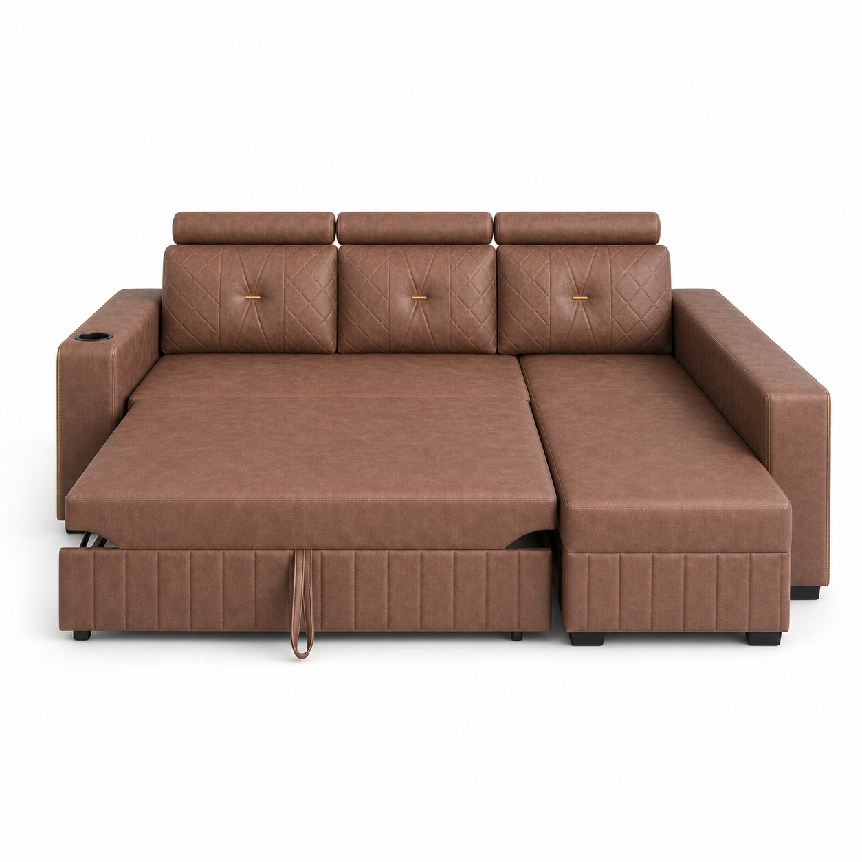 Walin - Sofa bed, open sofa-bed front studio view on pure white