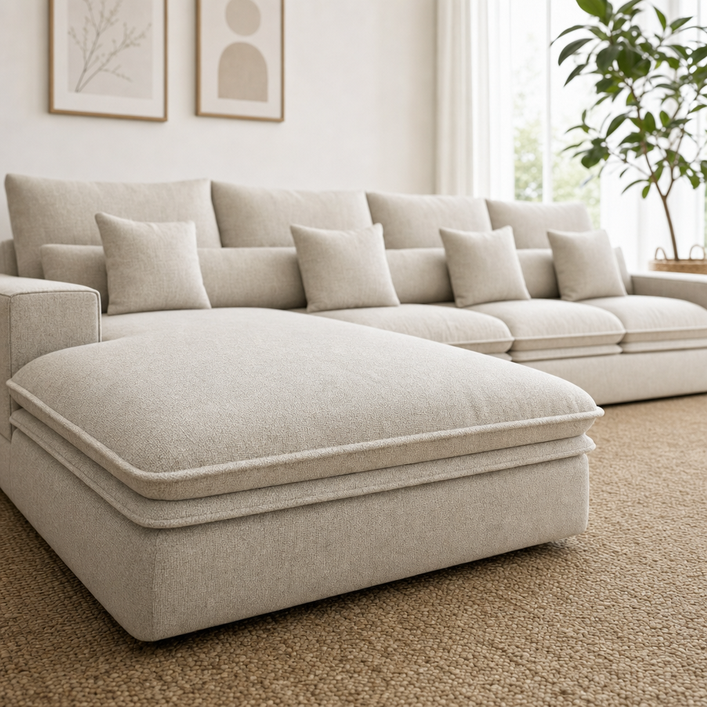 Close-up of the Wave - L shape sectional sofa's upholstery and details