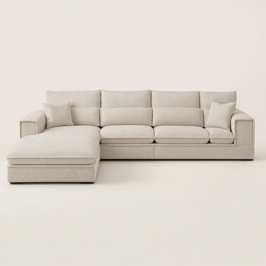 Wave - L shape sectional sofa, front studio view on neutral background