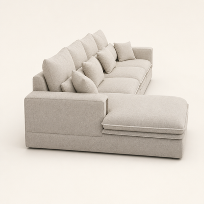 Wave - L shape sectional sofa, chaise-end profile studio view