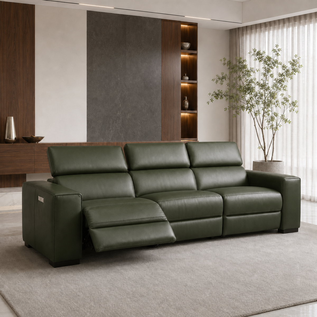 Whisper Recliner 3 seater green 01 main