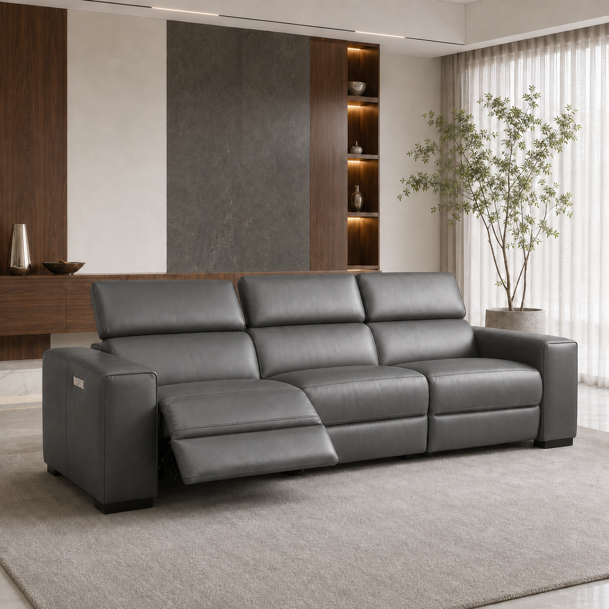 Whisper Recliner 3 seater grey 01 main