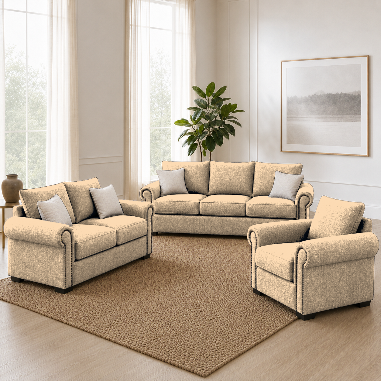 Wild 3+2+1 Sofa Set, 1 seater, beige, detail view