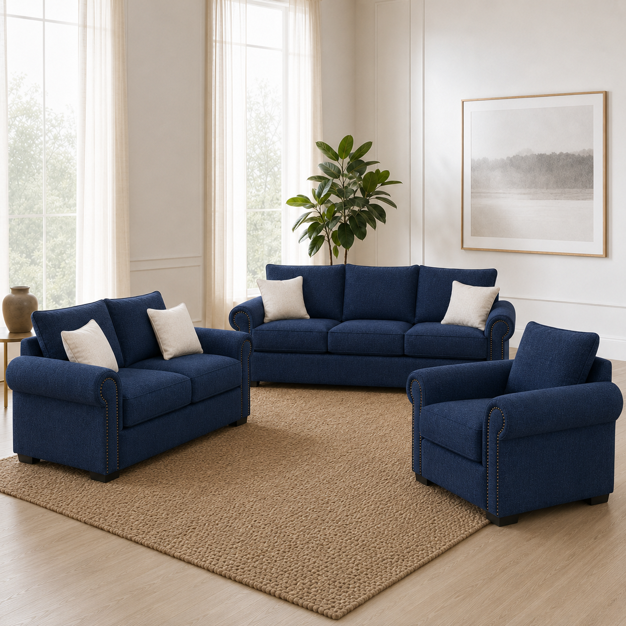 Wild 3+2+1 Sofa Set, 1 seater, blue, detail view