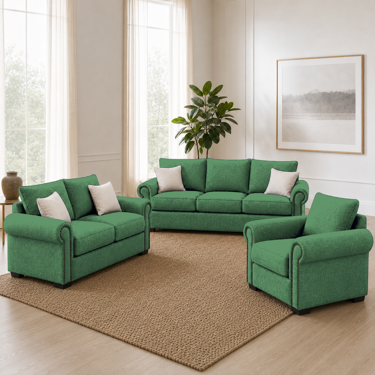 Wild 3+2+1 Sofa Set, 1 seater, green, detail view