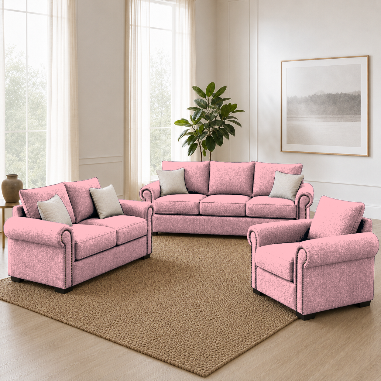 Wild 3+2+1 Sofa Set, 1 seater, pink, detail view