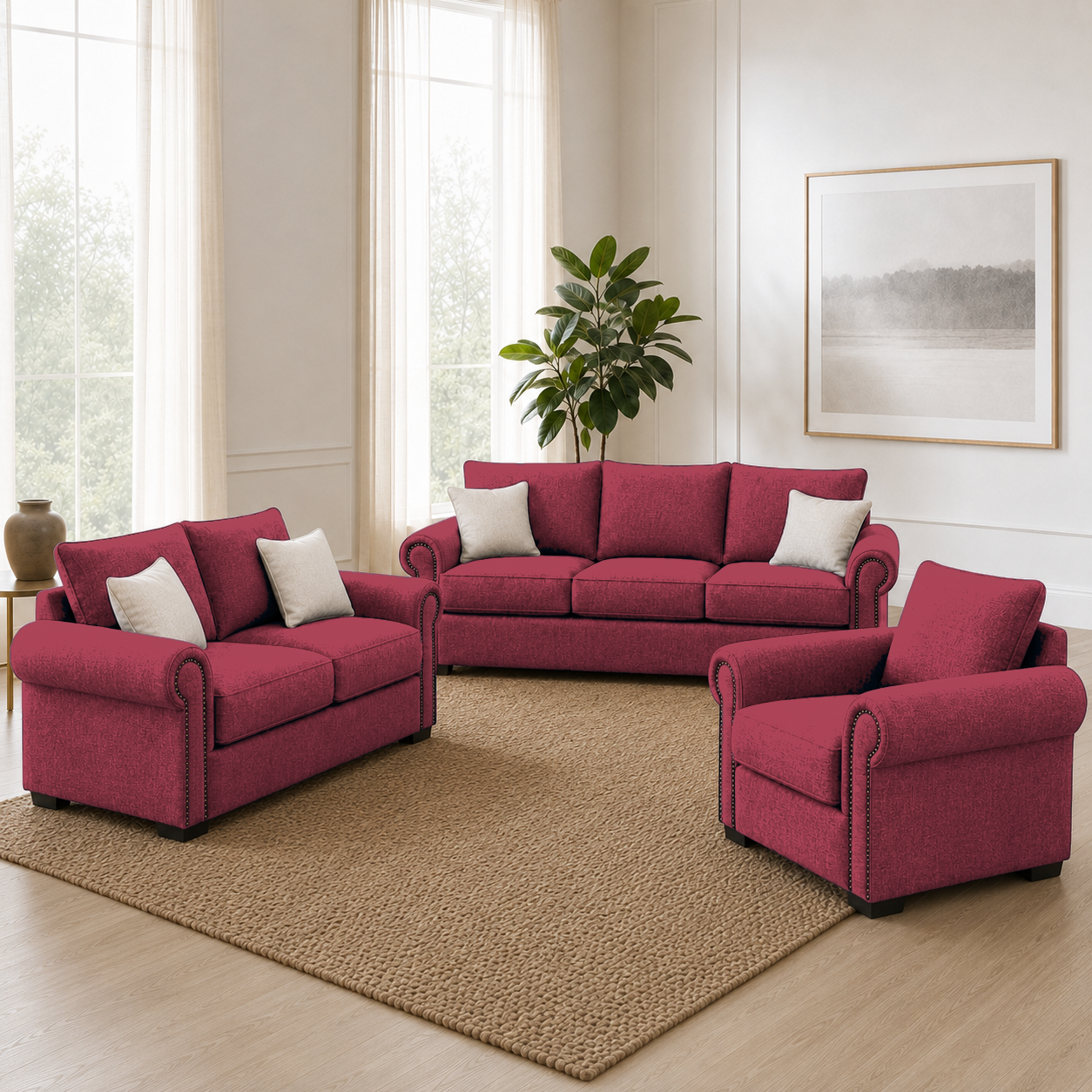 Wild 3+2+1 Sofa Set, 1 seater, red, detail view