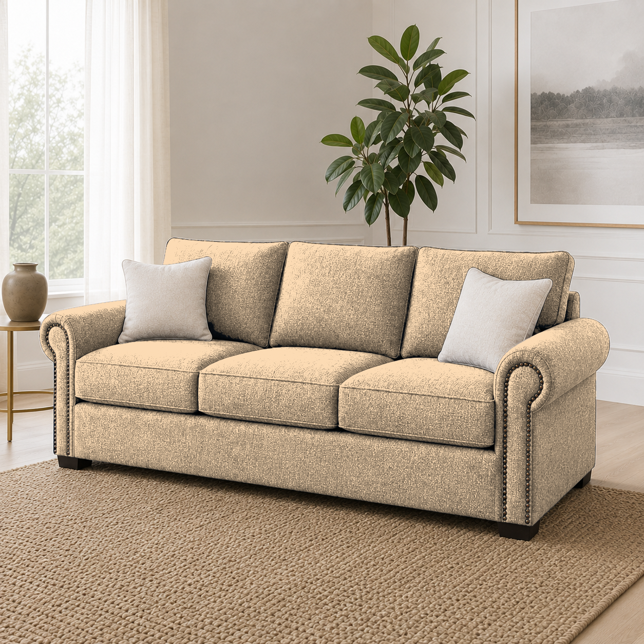 Wild 3+2+1 Sofa Set, 3 seater, beige, room view