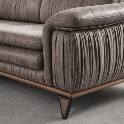Close-up of the Willow - L shape sectional sofa's upholstery and construction details