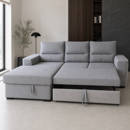 Wilon - Sofa bed, front view verifying the source-proven open footprint