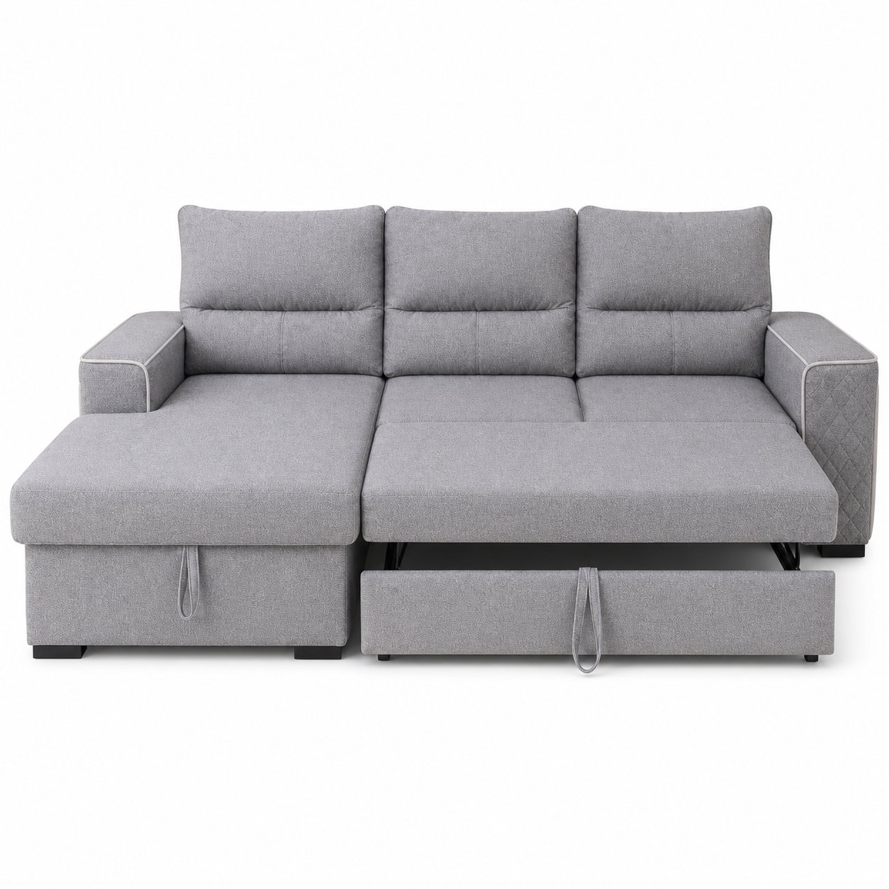 Wilon - Sofa bed, open sofa-bed front studio view on pure white