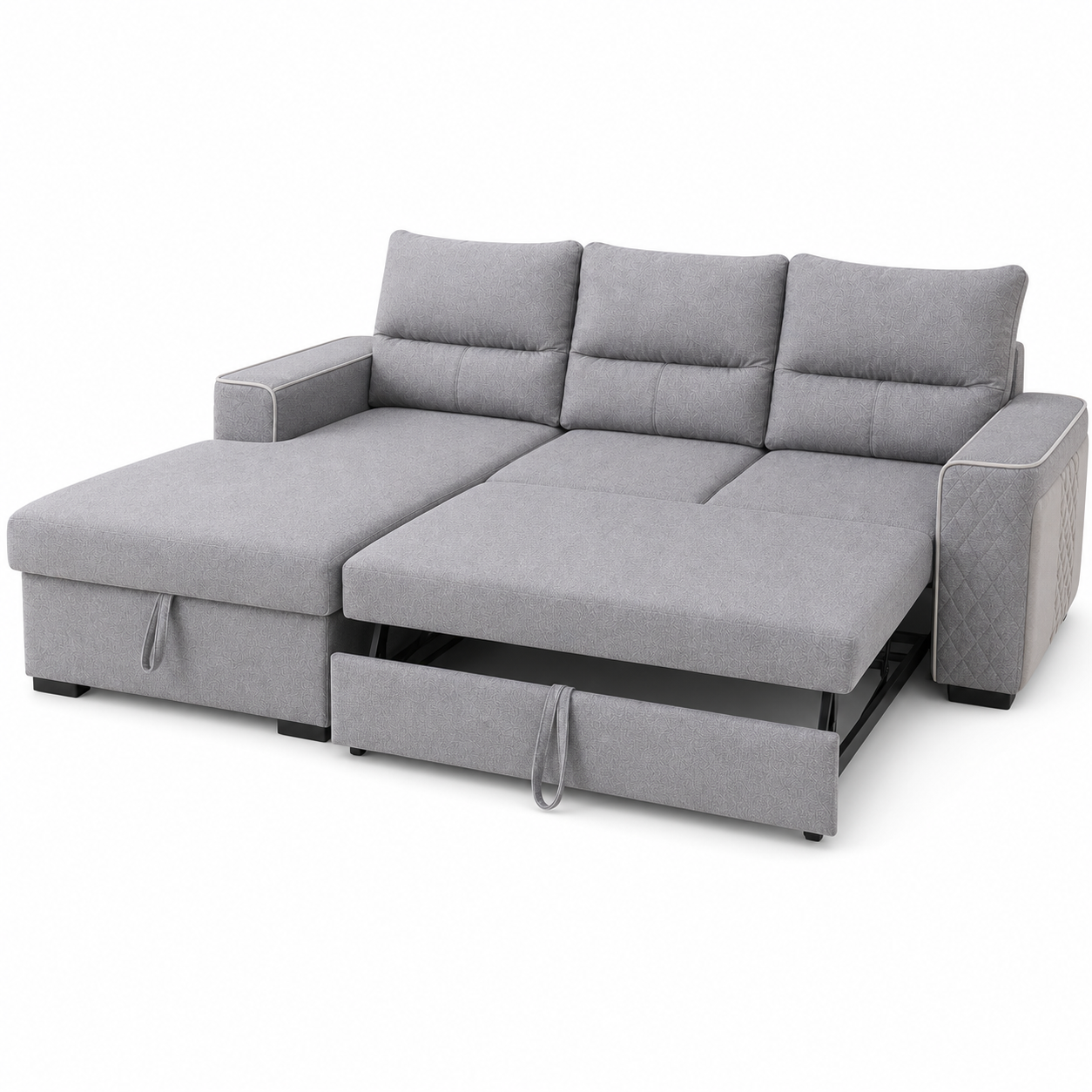 Wilon - Sofa bed, open sofa-bed side studio view on pure white