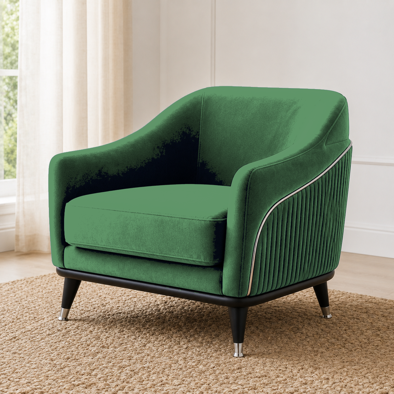 Wisp 3+2+1 Sofa Set, 1 seater, green, detail view