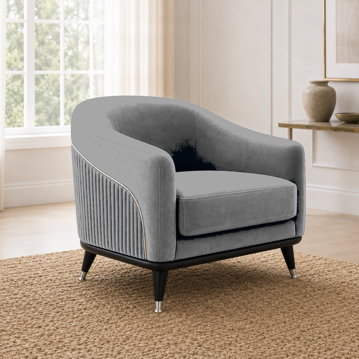Wisp 3+2+1 Sofa Set, 1 seater, grey, room view