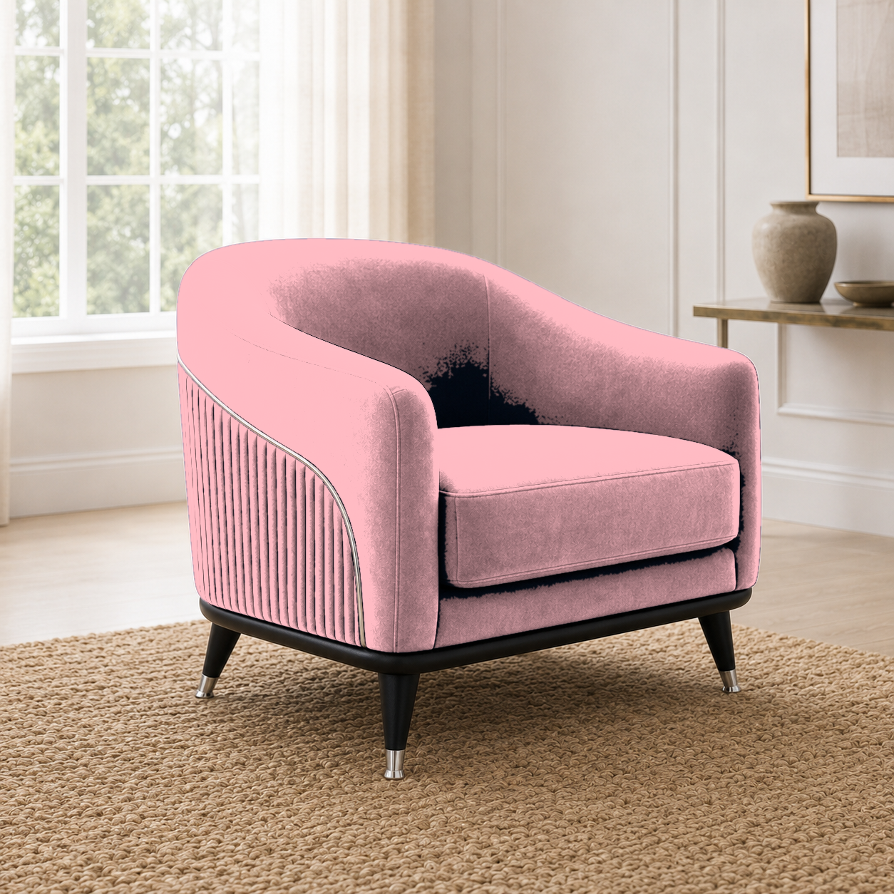 Wisp 3+2+1 Sofa Set, 1 seater, pink, room view
