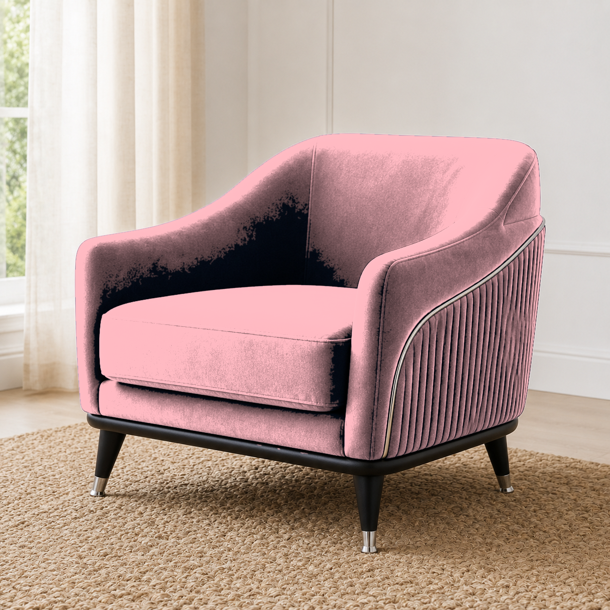 Wisp 3+2+1 Sofa Set, 1 seater, pink, detail view