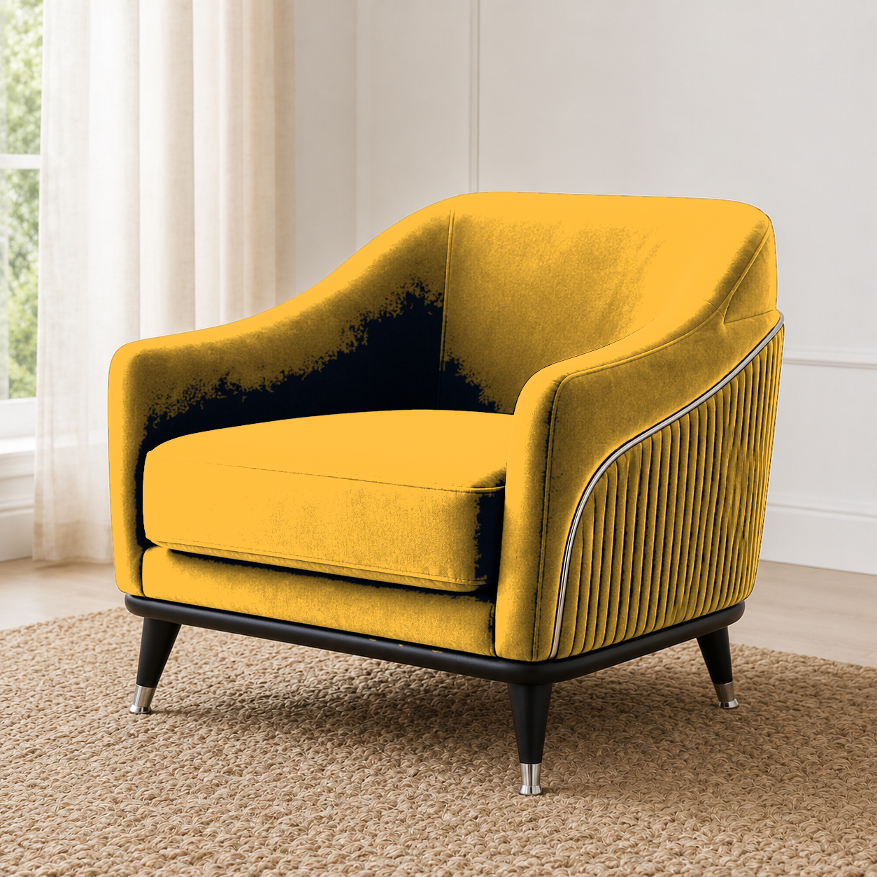 Wisp 3+2+1 Sofa Set, 1 seater, yellow, detail view