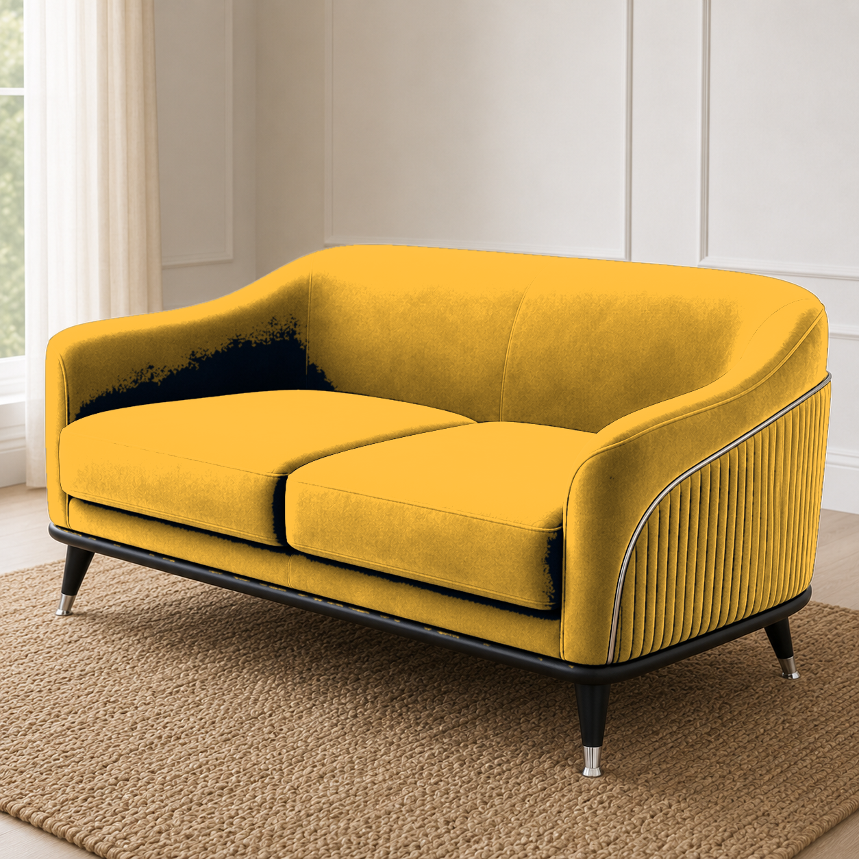Wisp 3+2+1 Sofa Set, 2 seater, yellow, detail view