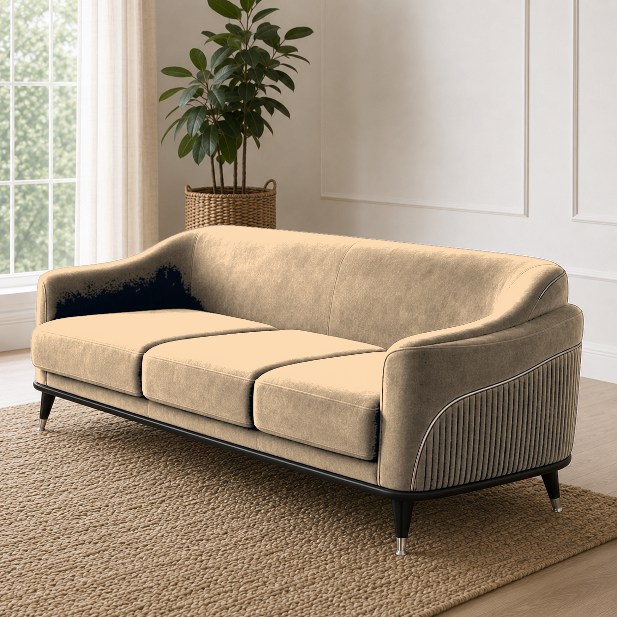 Wisp 3+2+1 Sofa Set, 3 seater, beige, detail view