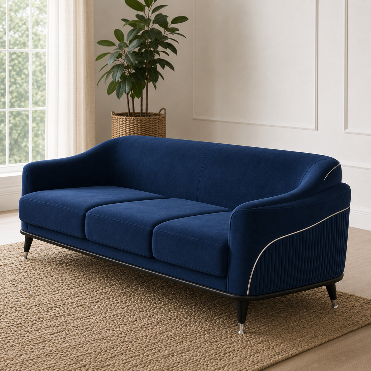 Wisp 3+2+1 Sofa Set, 3 seater, blue, detail view