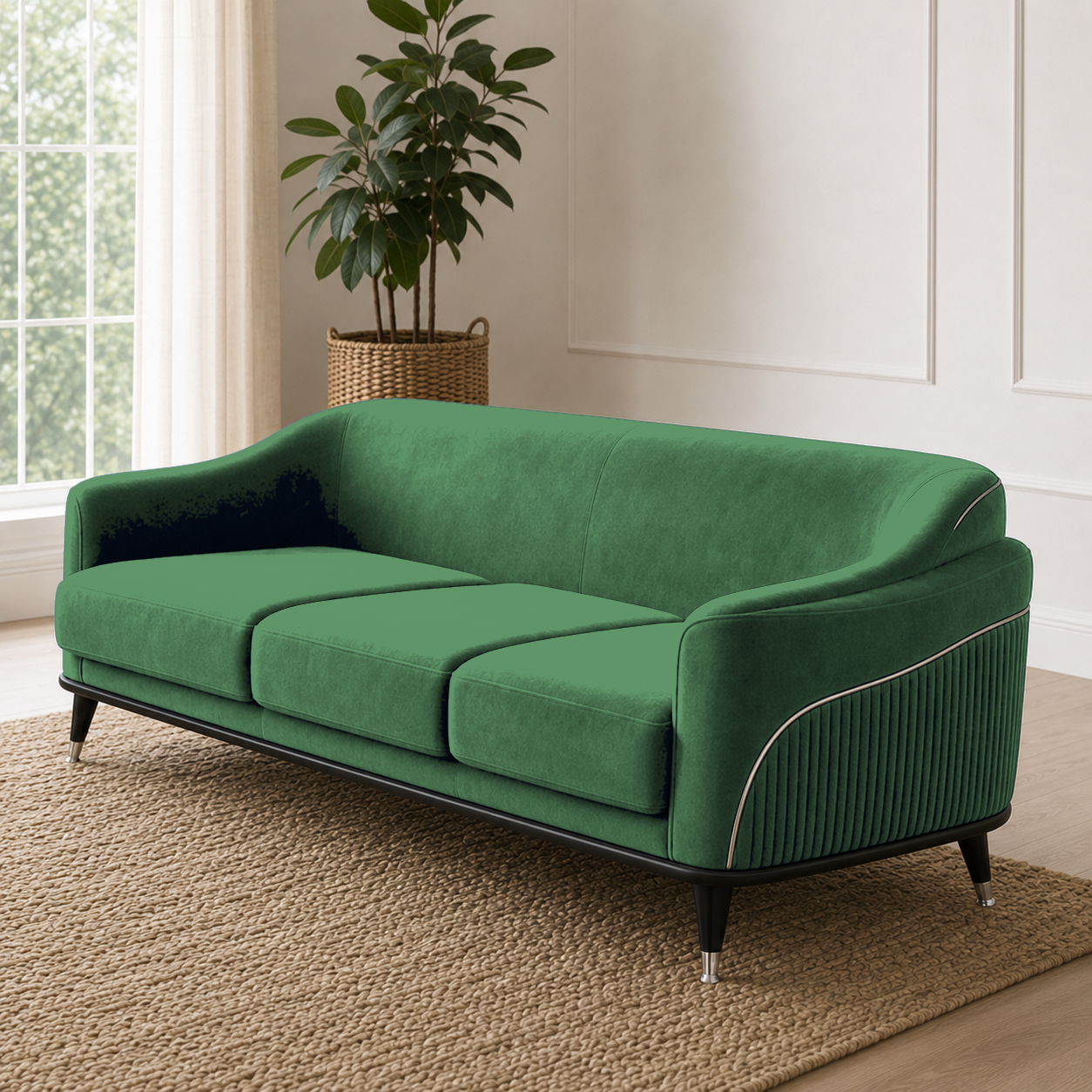 Wisp 3+2+1 Sofa Set, 3 seater, green, detail view