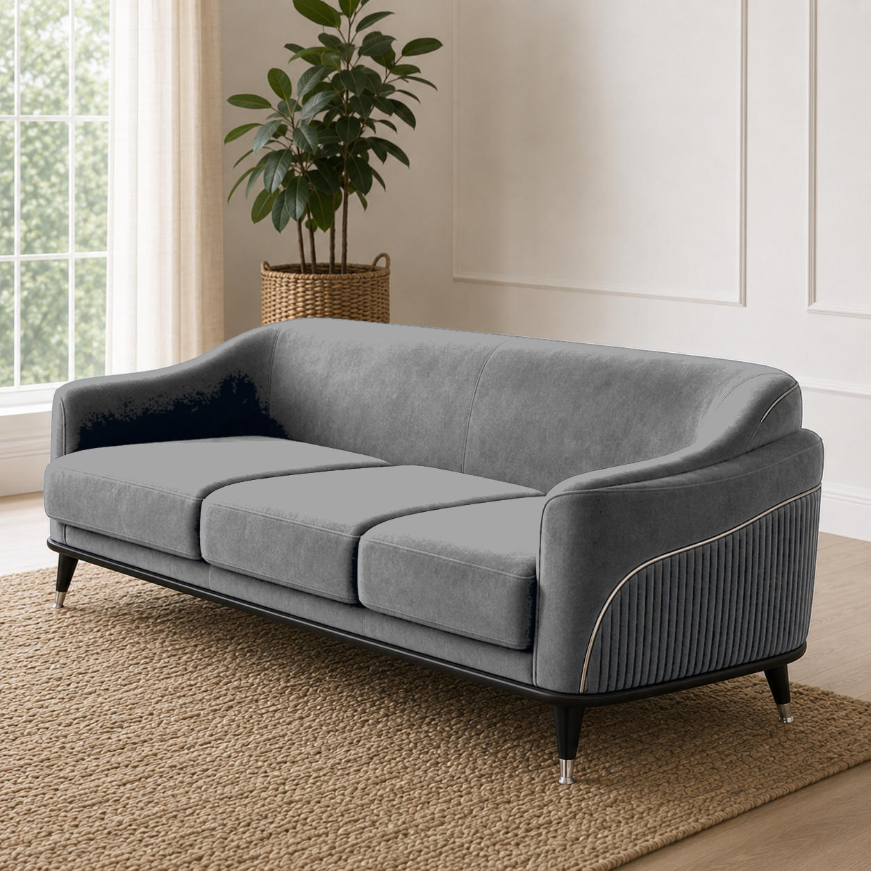 Wisp 3+2+1 Sofa Set, 3 seater, grey, detail view