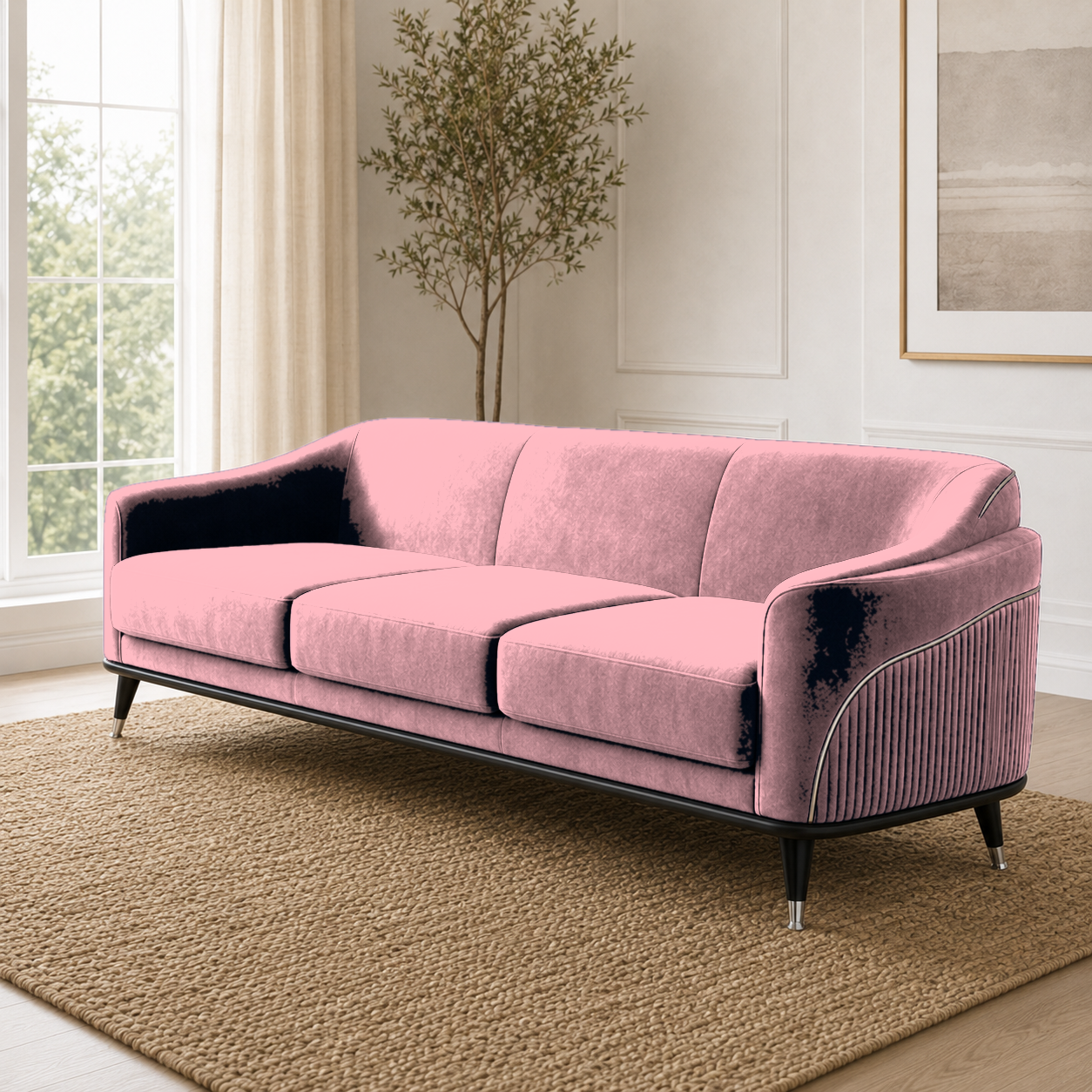 Wisp 3+2+1 Sofa Set, 3 seater, pink, room view