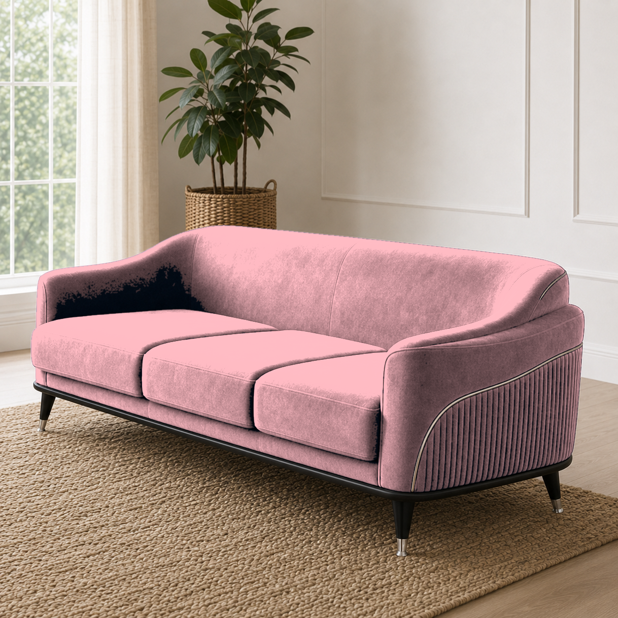 Wisp 3+2+1 Sofa Set, 3 seater, pink, detail view