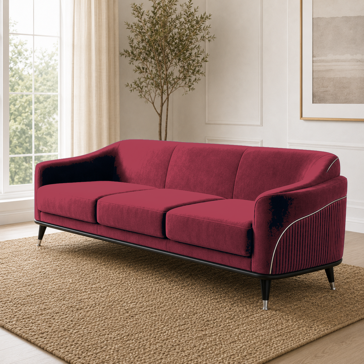 Wisp 3+2+1 Sofa Set, 3 seater, red, room view