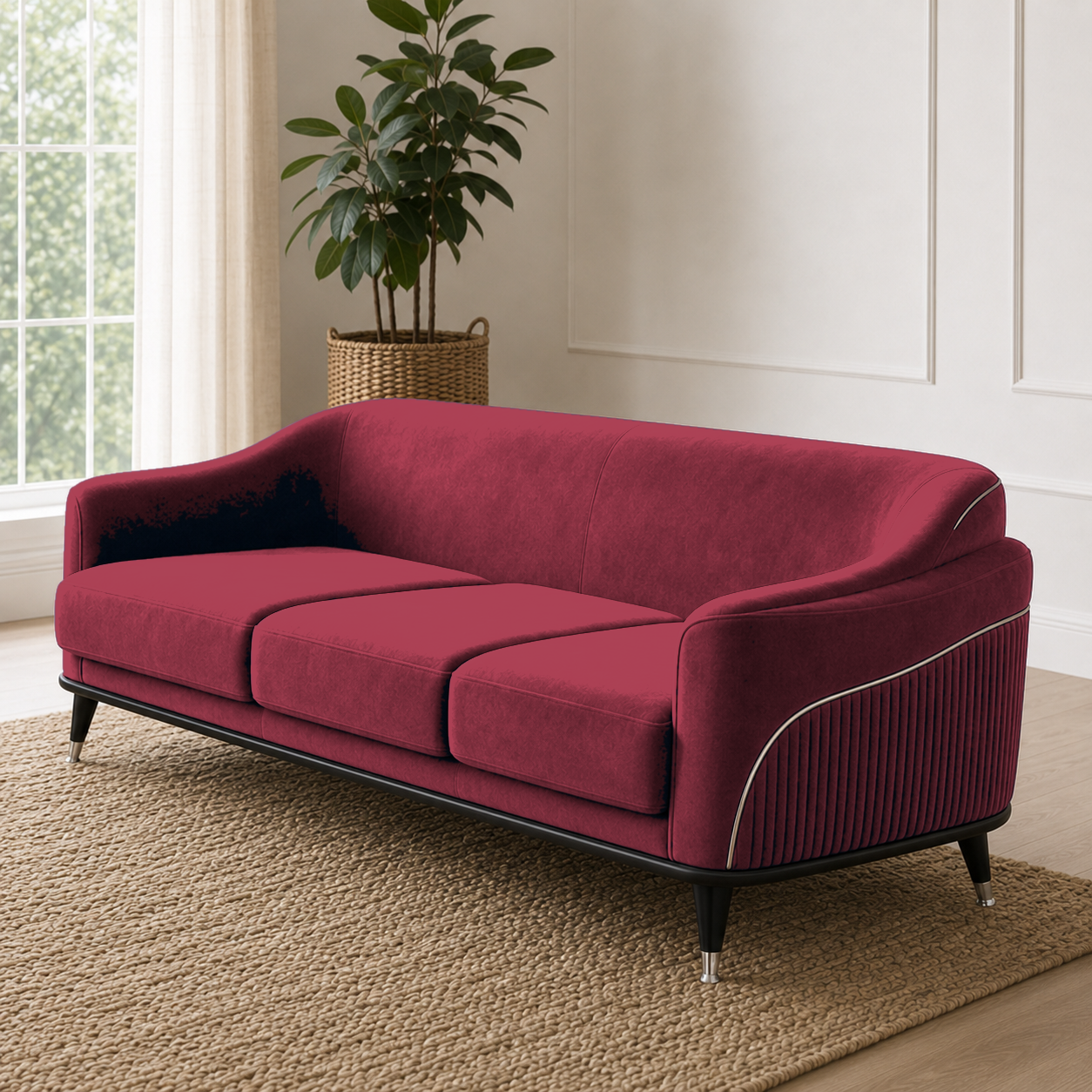 Wisp 3+2+1 Sofa Set, 3 seater, red, detail view