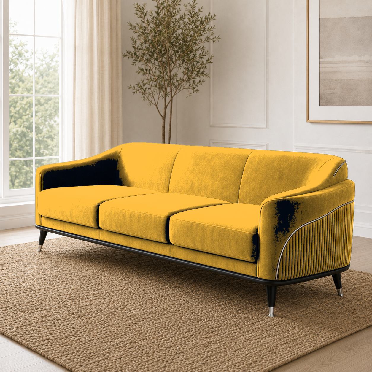 Wisp 3+2+1 Sofa Set, 3 seater, yellow, room view