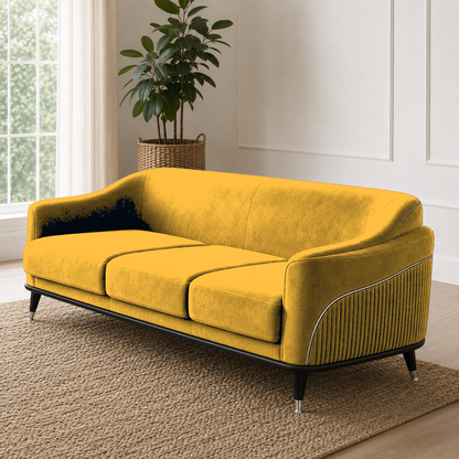 Wisp 3+2+1 Sofa Set, 3 seater, yellow, detail view