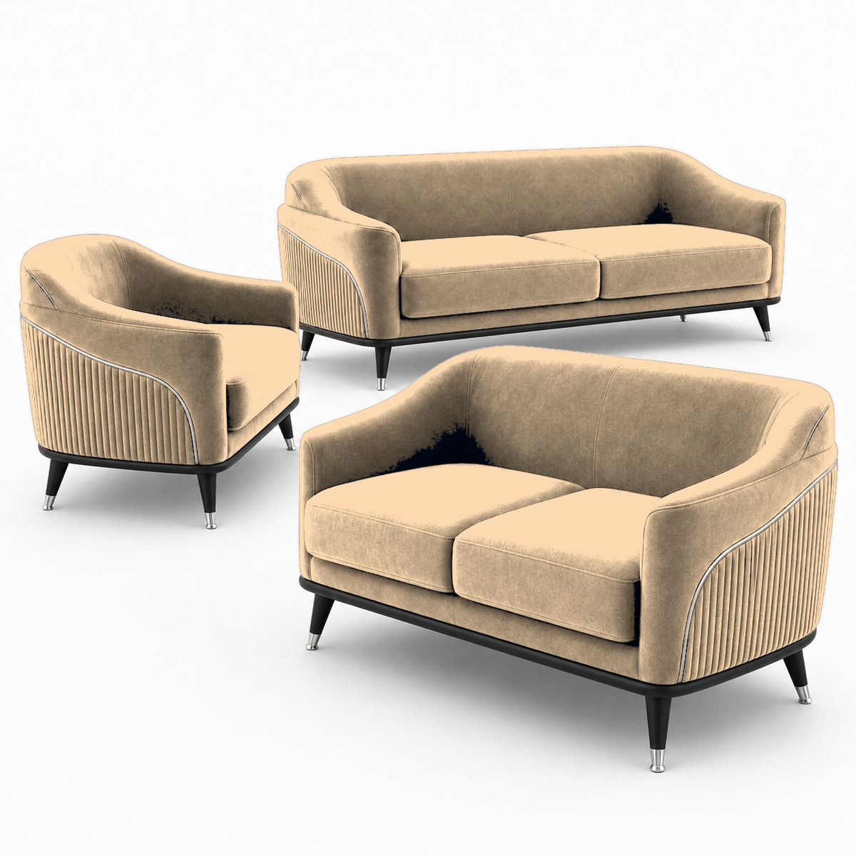 Wisp 3+2+1 Sofa Set, 3+2+1 full set, beige, detail view