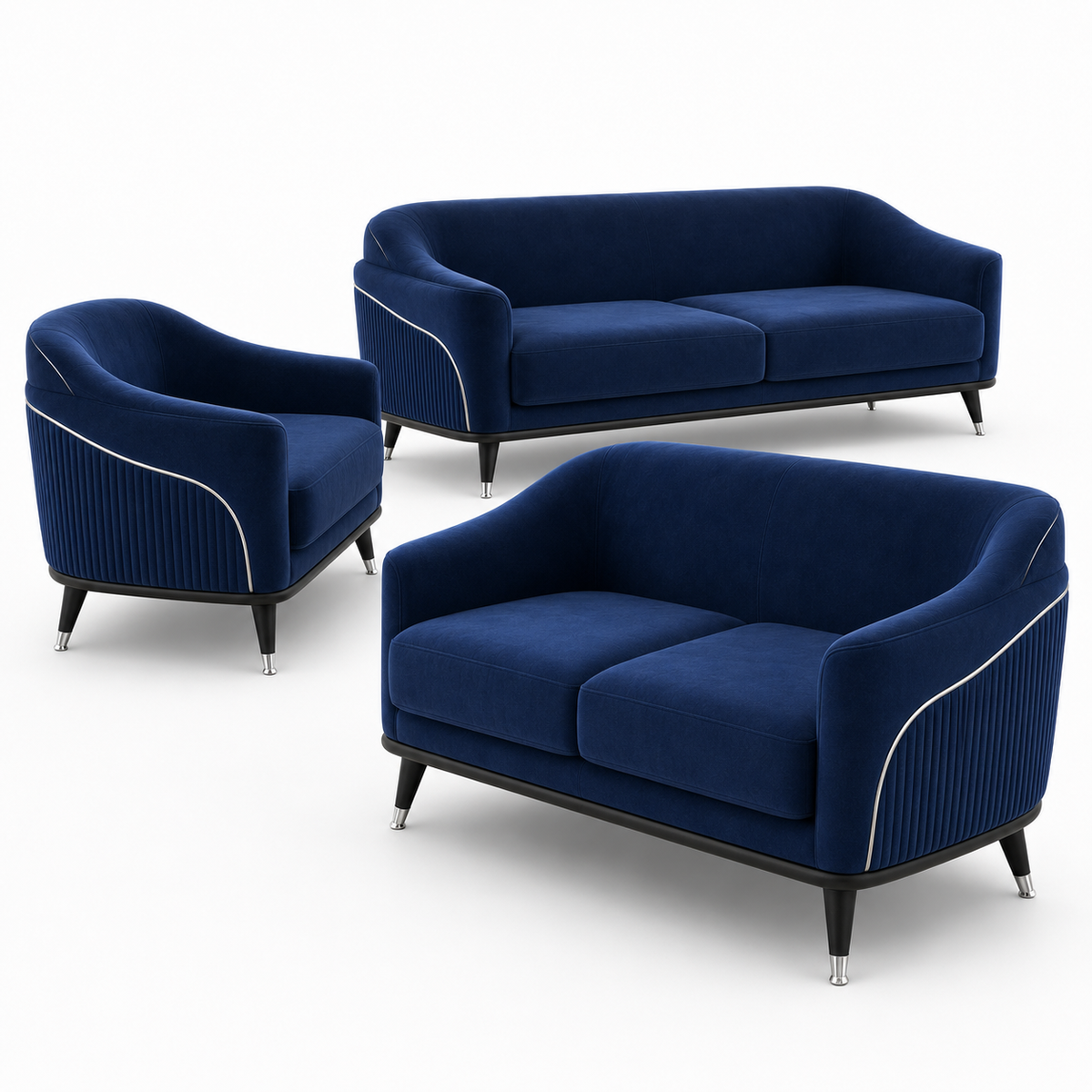 Wisp 3+2+1 Sofa Set, 3+2+1 full set, blue, detail view