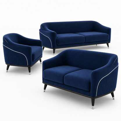 Wisp 3+2+1 Sofa Set, 3+2+1 full set, blue, detail view