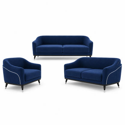 Wisp 3+2+1 Sofa Set, 3+2+1 full set, blue, studio view