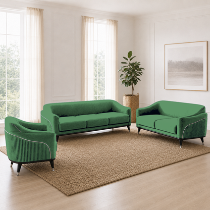 Wisp 3+2+1 Sofa Set, 3+2+1 full set, green, room view