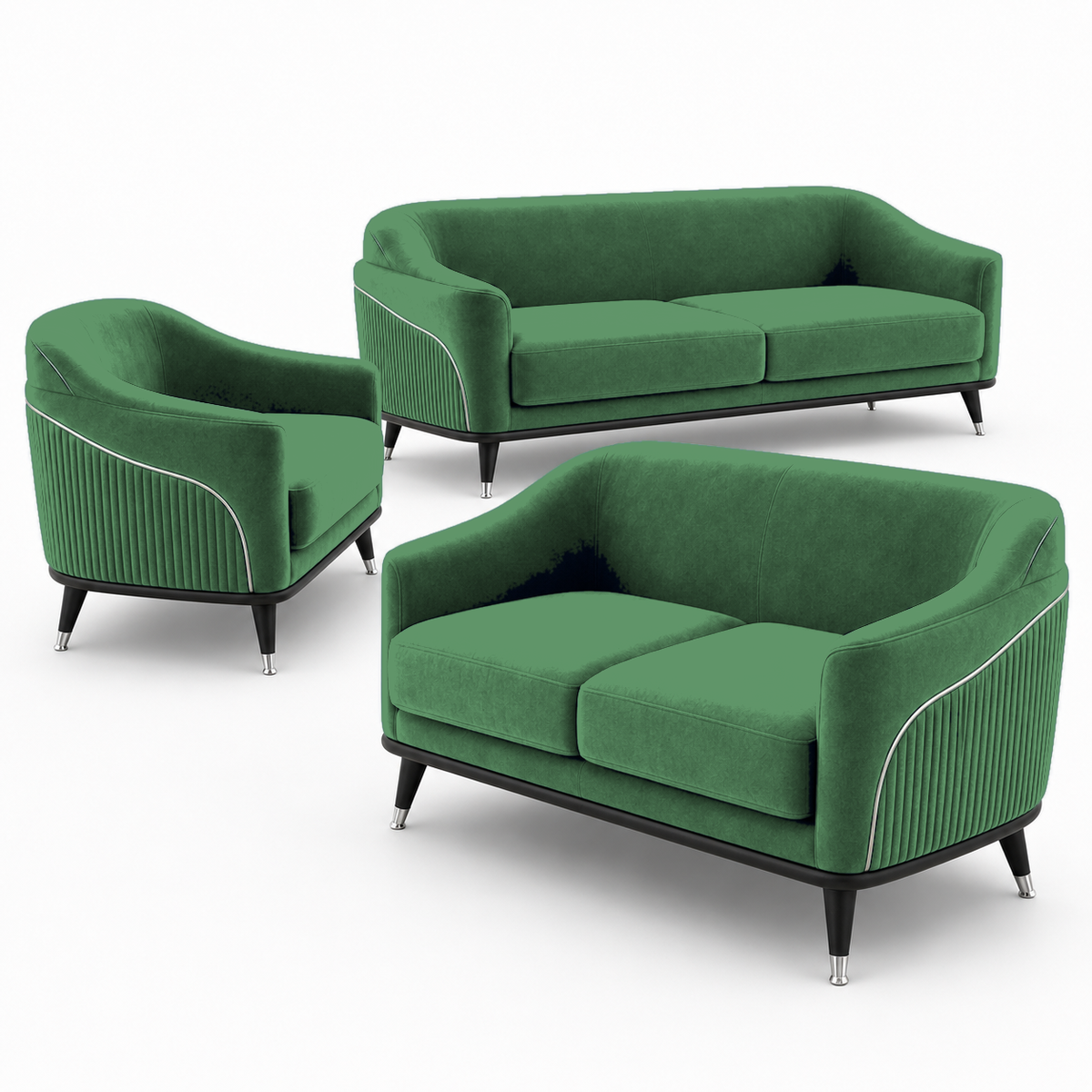 Wisp 3+2+1 Sofa Set, 3+2+1 full set, green, detail view