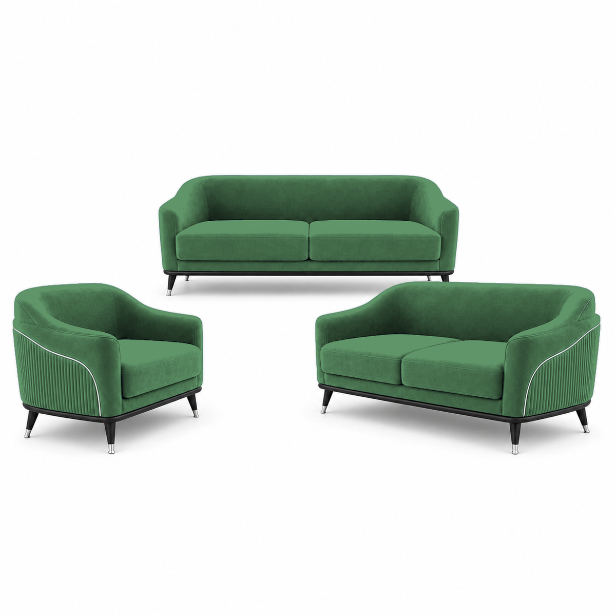 Wisp 3+2+1 Sofa Set, 3+2+1 full set, green, studio view