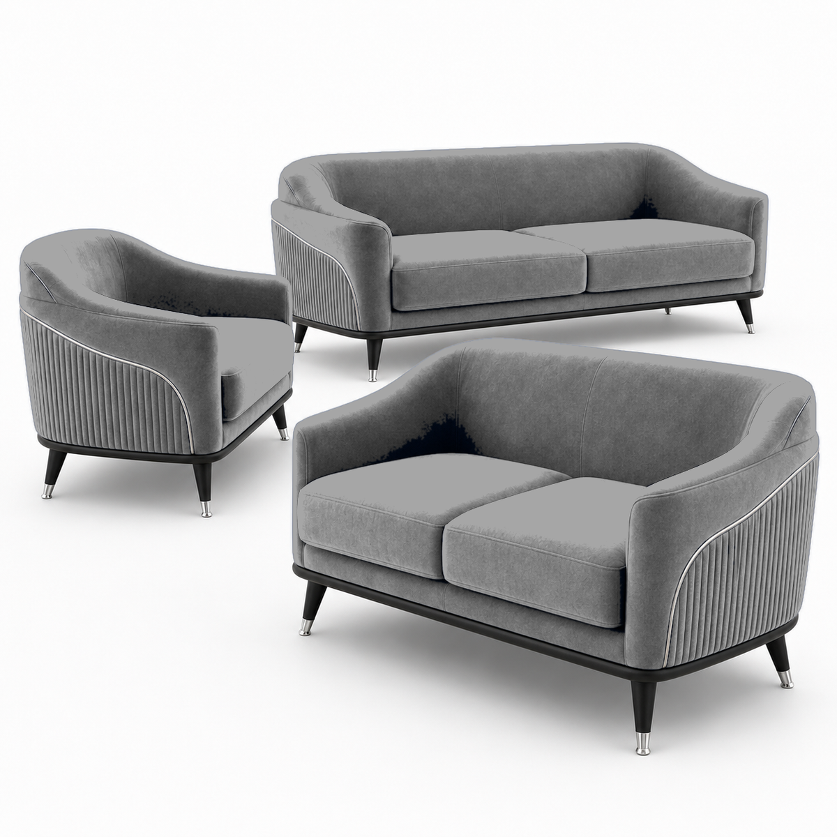 Wisp 3+2+1 Sofa Set, 3+2+1 full set, grey, detail view